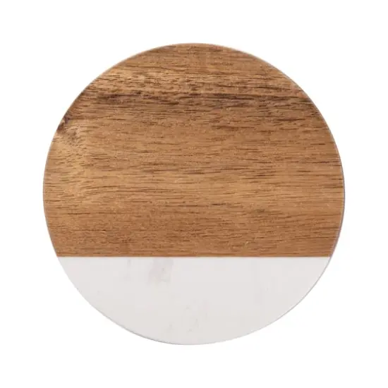 Craft Express 4ct. 3.93" Coaster Marble & Wood Laserable Round {1}