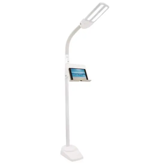 OttLite&nbsp;White Dual Shade LED Floor Lamp with USB Charging Station {1}
