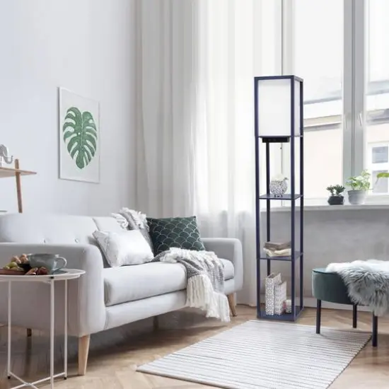 Simple Designs Floor Lamp with 2 USB Charging Ports/1 Outlet Navy {3}