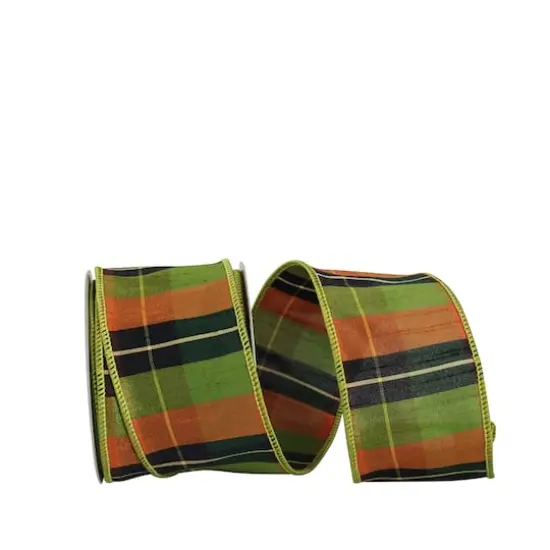 JAM Paper 2.5" x 10yd. Dupioni Wired Edge Grand Tonal Plaid Ribbon {1}