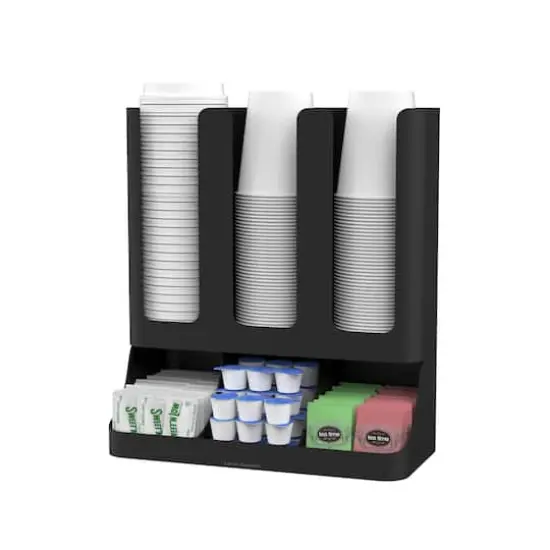 Mind Reader Black 6 Compartment Upright Breakroom Coffee Condiment and Cup Storage Organizer {5}