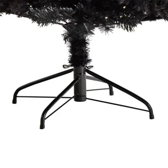 7ft. Pre-Lit Black Artificial Christmas Tree, Clear LED Lights {7}