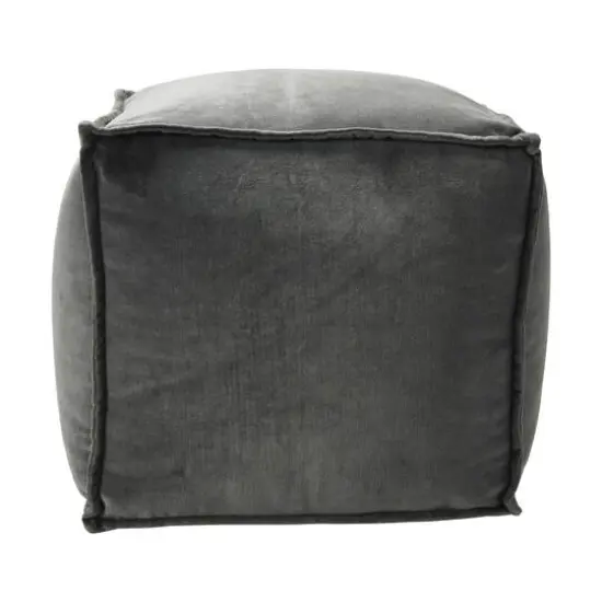 Hello Honey&reg; 18" Modern Boho Cotton Velvet Pouf Dark Gray {4}