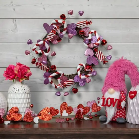 16" Pink & Purple Valentine's Day Candies & Hearts Wreath {3}