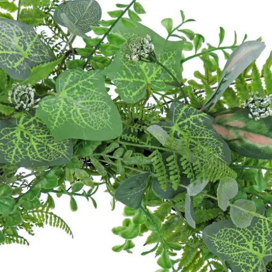 26" Mixed Leaf Greenery Wreath {4}