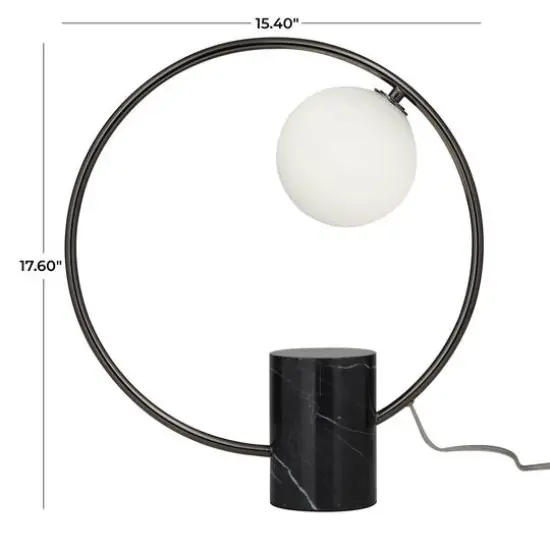 17.5" Marble Contemporary Abstract Accent Lamp Black {9}