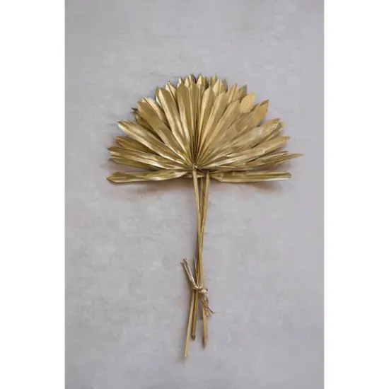 Gold Finish Dried Natural Sun Cut Palm Bunch {3}