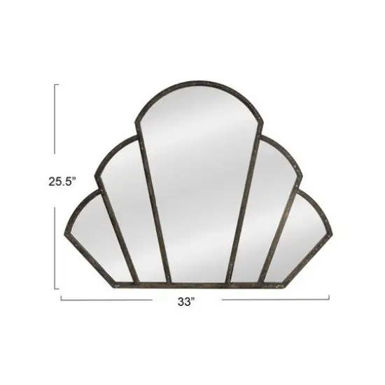 Hello Honey&reg; 33" Black Distressed Metal Scallop Shaped Wall Mirror {6}