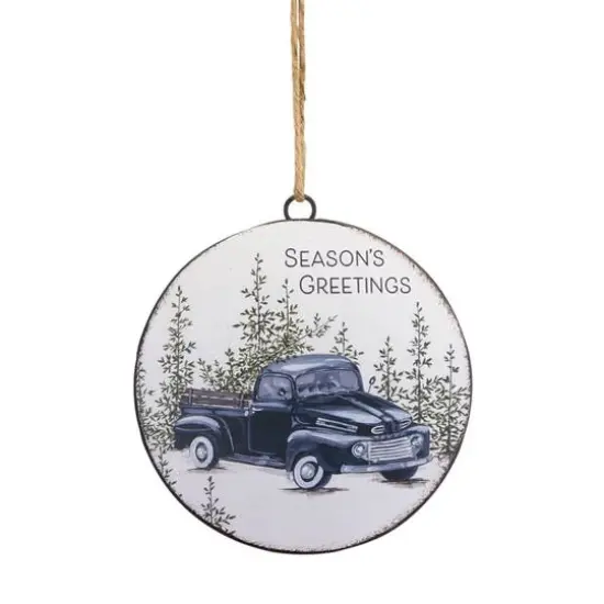 6.5" Truck & Tree Metal Disc Ornament, 12ct. {1}