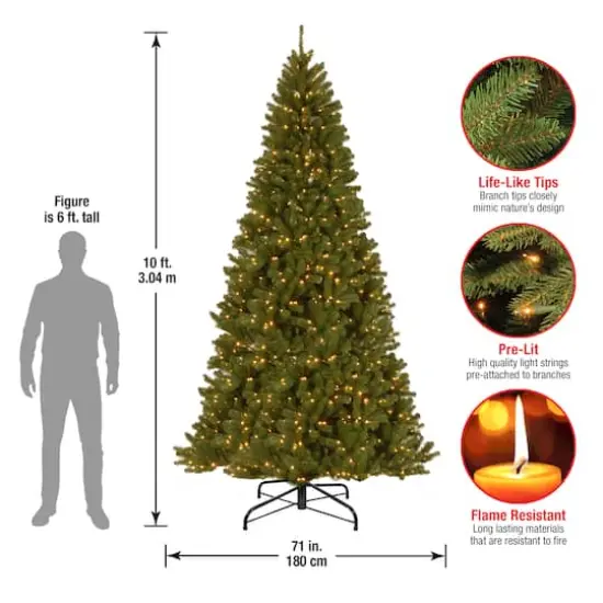 10 ft. Pre-lit North Valley Spruce Full Artificial Christmas Tree, Clear Lights {6}