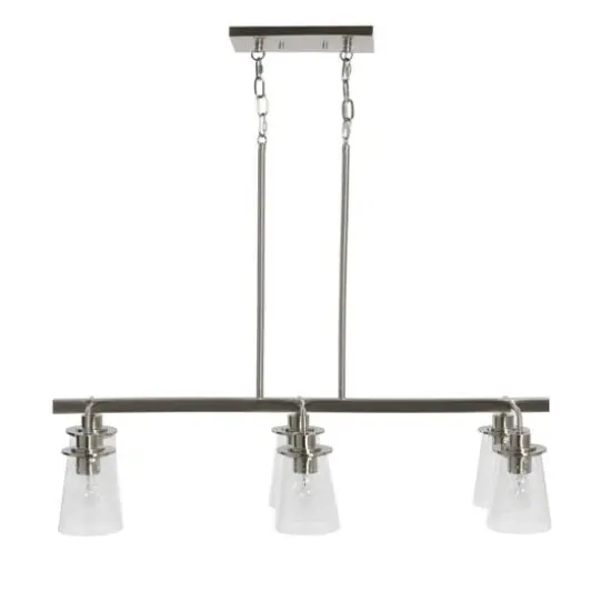 Hello Honey&reg; Robert Stevenson Lighting Jameson Metal & Seedy Glass 6-Light Linear Chandelier Brushed Nickel {10}