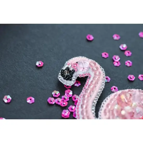 Crystal Art Beadwork Kit For Creating Brooch Flamingo {4}