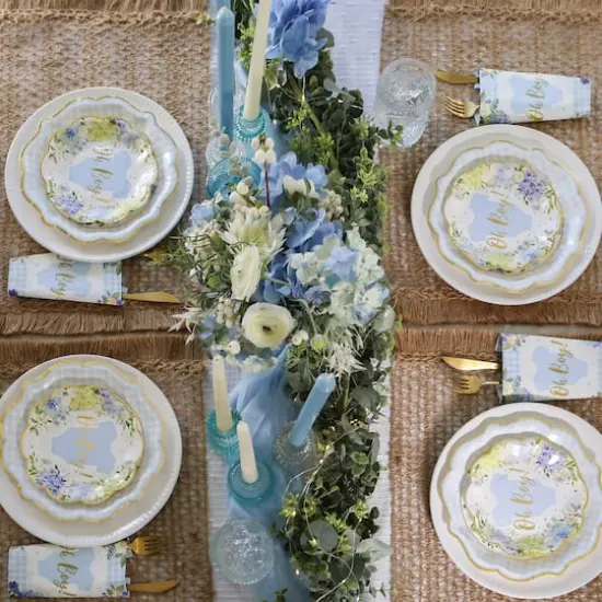 Kate Aspen&reg; Blue Baby Shower Onesie Floral Tableware Set {8}