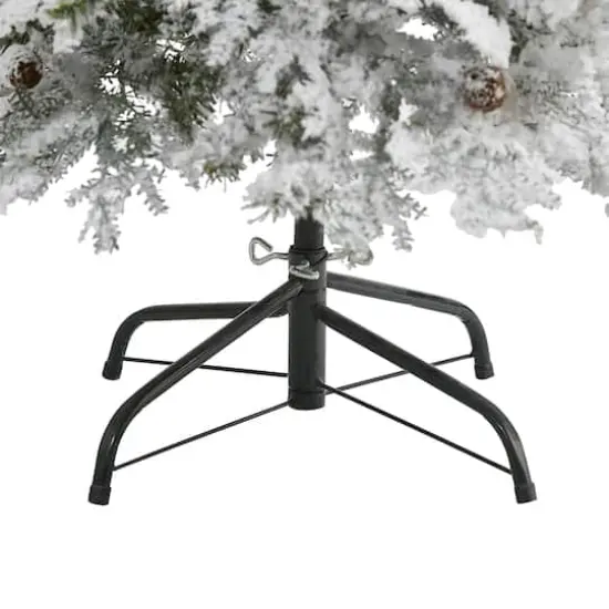 5ft. Pre-Lit Flocked Montana Down Swept Spruce Artificial Christmas Tree with Clear LED Lights {5}