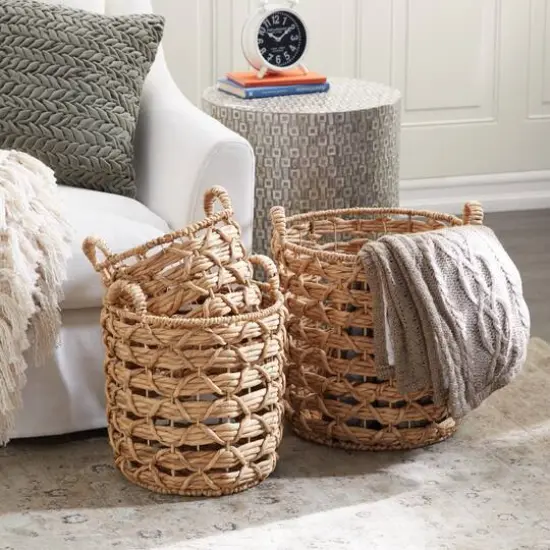 Brown Seagrass Coastal Storage Basket Set {8}