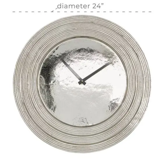 24" Aluminum Coastal Wall Clock Silver {8}