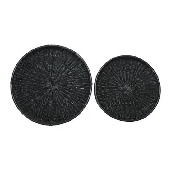 Hello Honey&reg; Black Wicker Trays with Handle Set {4}