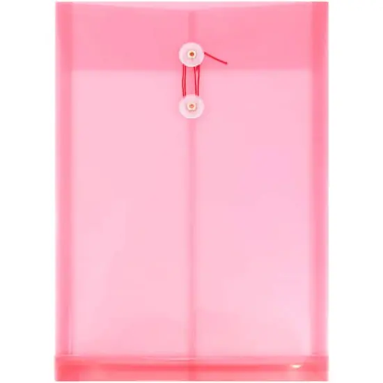 JAM Paper Legal Size Plastic Envelopes with Button & String Tie Closure, 12ct. Pink {1}