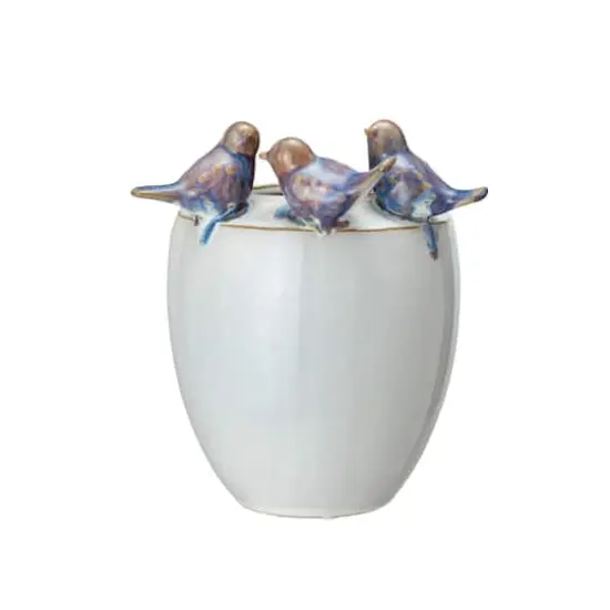 Hello Honey® 7.5" Multicolor 3D Birds Stoneware Planter Vase {1}