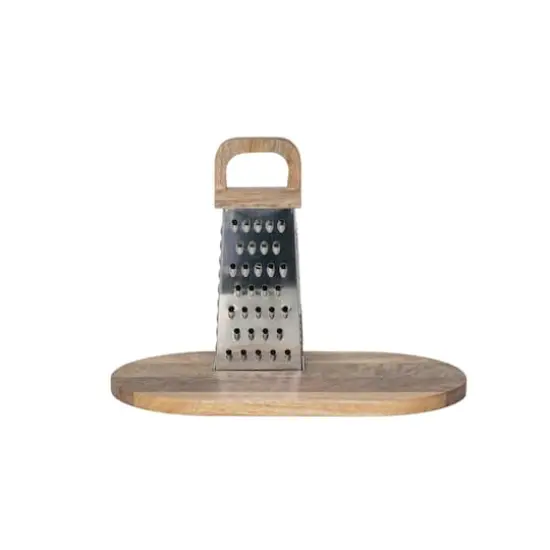 Hello Honey&reg; Steel Grater & Mango Wood Cheese Board Set {1}