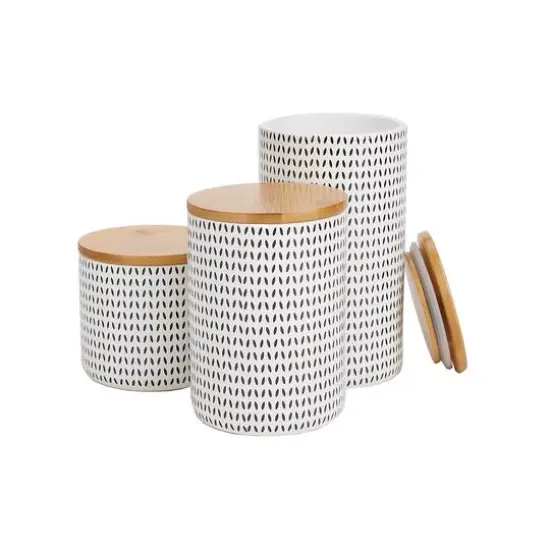 Mind Reader Blue Round Ceramic Canister Set with Lids, 3ct. {6}