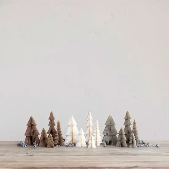 Hello Honey&reg; Brown, Gray & Cream Paper Folding Honeycomb Tree Set with Gold Glitter {4}