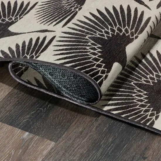 My Magic Carpet Flock Washable Rug Black {4}