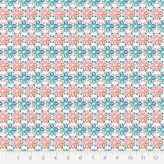 Fabric Editions White Belle Geometric Cotton Fabric {3}