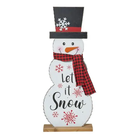 Glitzhome&reg; 3ft. Lighted Wooden Christmas Snowman Porch D&eacute;cor with Timer {1}