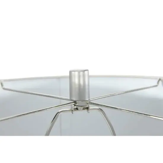 Hello Honey® 24" Raw Concrete White & Silver Table Lamp With Imprinted Diamond Design & Metal Accents {6}