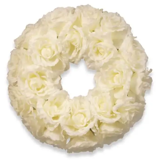 17" White Rose Wreath {1}