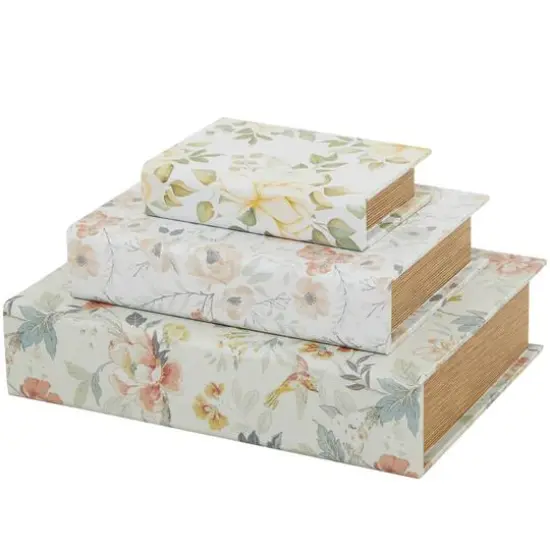 Vintage Floral Canvas Faux Book Box Set {4}