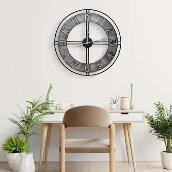 Sorbus&reg; 24" Gray Metal Wall Clock {3}