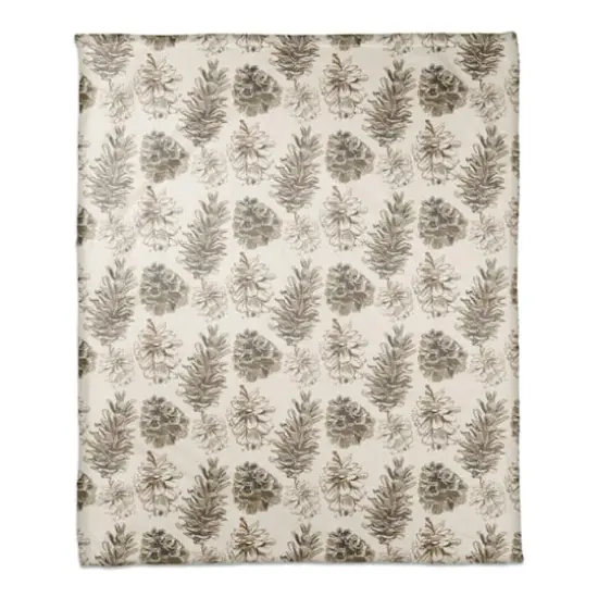 Pinecones on White Coral Fleece Blanket {1}