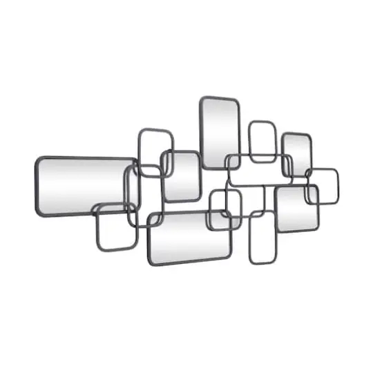 Black Metal Contemporary Abstract Wall Mirror, 46" x 0" x 21" {3}