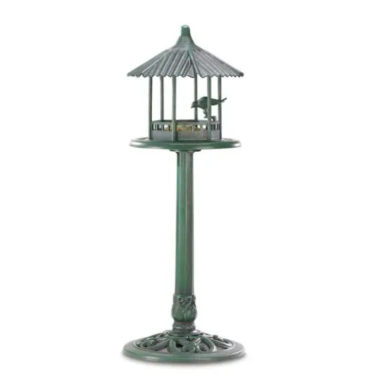 3.3ft. Verdigris Gazebo Standing Bird Feeder {1}