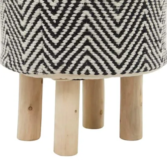 Black Wood Bohemian Stool, 16" x 16" x 17" {5}