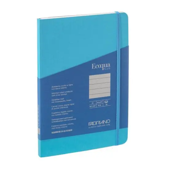 Fabrian&reg; EcoQua Plus A5 Lined Stitch-Bound Notebook Turquoise {1}