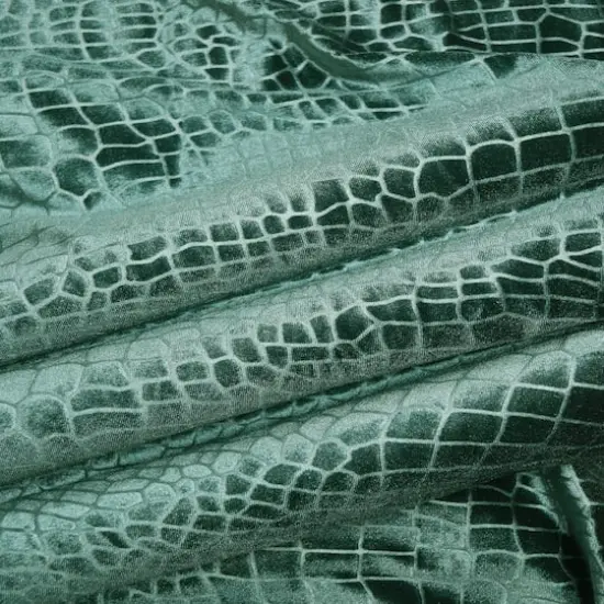 Feldman Green Reptile Velvet Fabric {1}