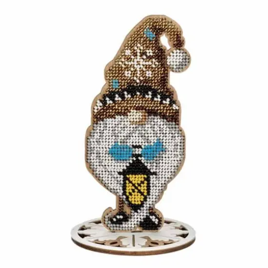 Wonderland Crafts Gnome with Snowflake Cap Bead Embroidery on Wood Kit {1}