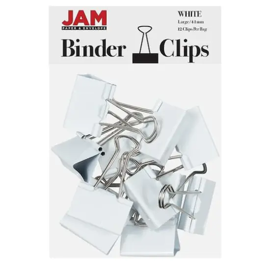 JAM Paper 1.5" Binder Clips, 12ct. White {1}