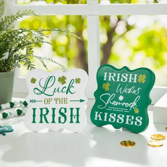 Glitzhome&reg; St. Patrick's Wooden Table D&eacute;cor Set {3}