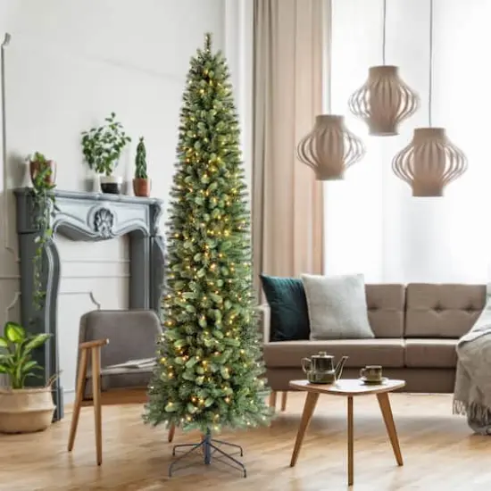 9ft. Pre-Lit Rothwell Slim Artificial Christmas Tree, Warm White LED Lights by Ashland&reg;  {9}