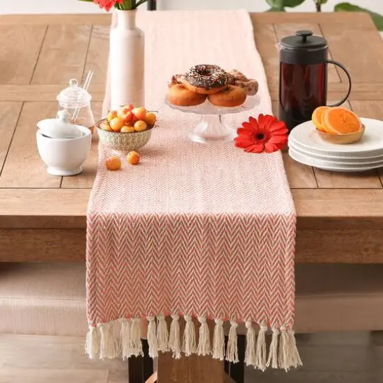 DII&reg; 108" Handloom Chevron Table Runner Spice {6}