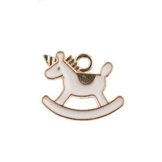 John Bead Sweet & Petite Rocking Horse Charms, 10ct. White {1}
