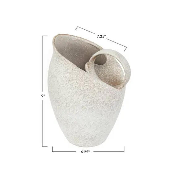 Hello Honey&reg; 9" White Textured Stoneware Pitcher in Reactive Glaze {8}