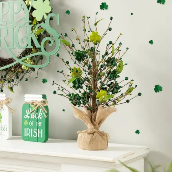 Glitzhome&reg; 18" St Patrick's Shamrock and Berry Table Tree {4}