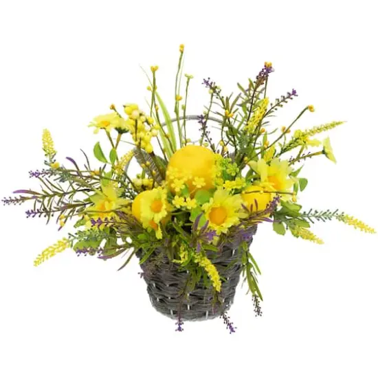 12" Lemon & Daisy Spring Hanging Wall Basket {1}