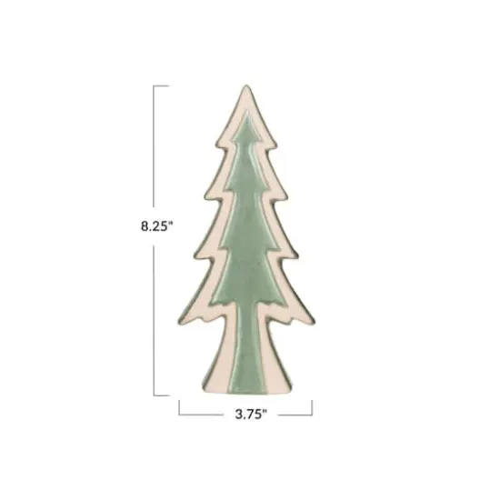 Hello Honey&reg; 8.25" Unglazed & Green Reactive Glaze Stoneware Tree D&eacute;cor Accent {4}