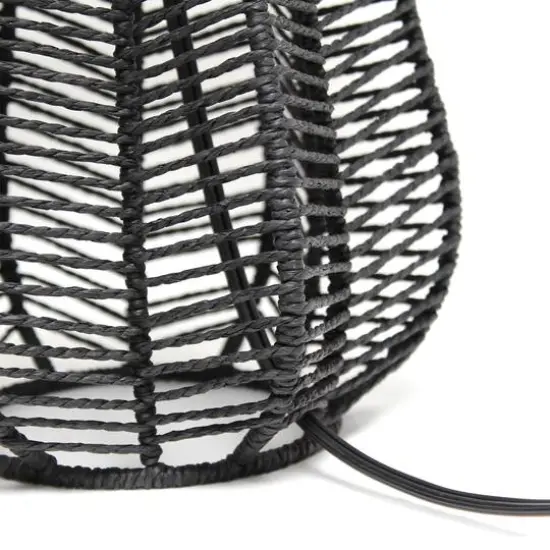 Lalia Home 21" Rattan Paper Rope Table Lamp with Shade Black with light gray shade {9}